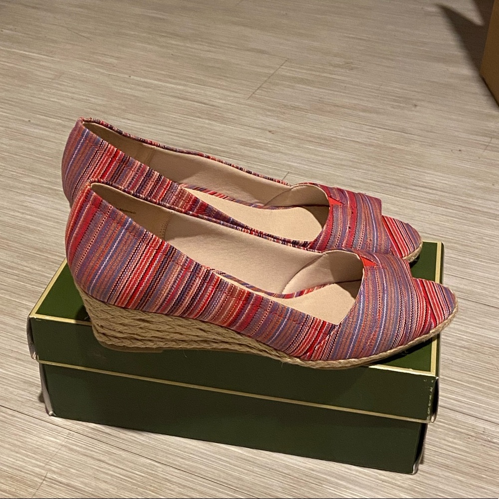 Coach and Four Lucine Red Stripe Wedges 11